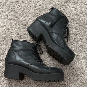 Steve Madden Black Lace-Up Platform Ankle Boots
